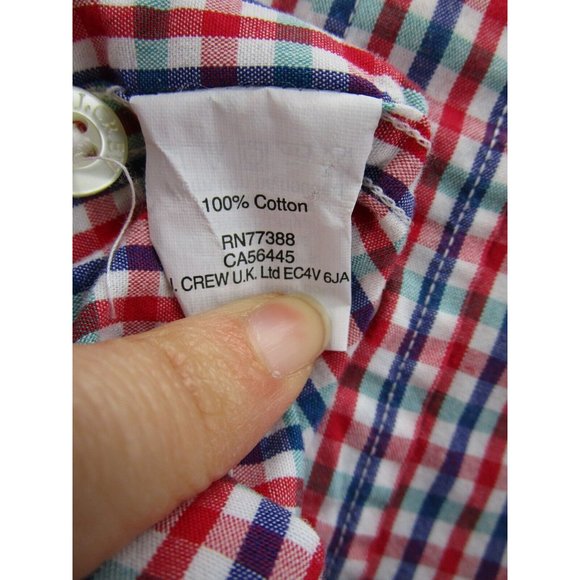 J Crew Shirt Medium Red Button Up Tailored Plaid Preppy Collared Woven - Picture 9 of 10